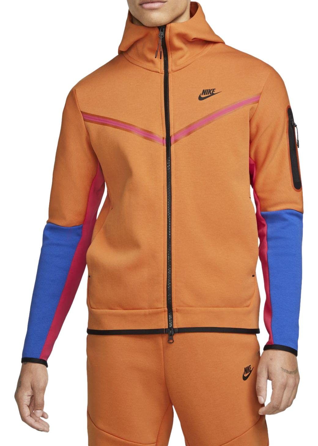 Nike Mens Tech Fleece Hoodie Hot Curry Rush Pink Game Royal X-Large