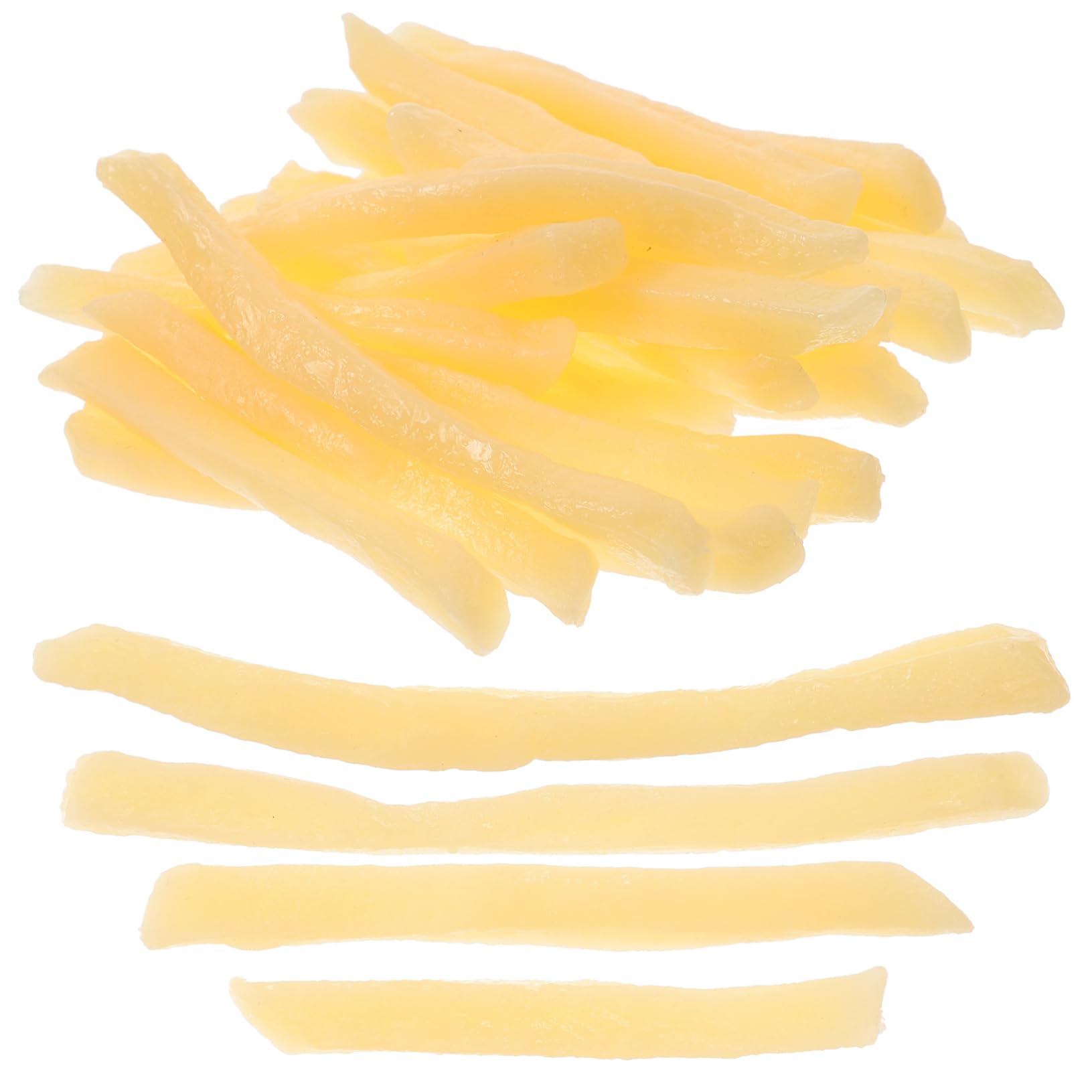 Toyvian 30pcs Lifelike Artificial Fries Toy Chips for Pretend Use Children, Realistic Fake Food Model Pvc, Random Length Simulation for Party Decoration and Photography Props