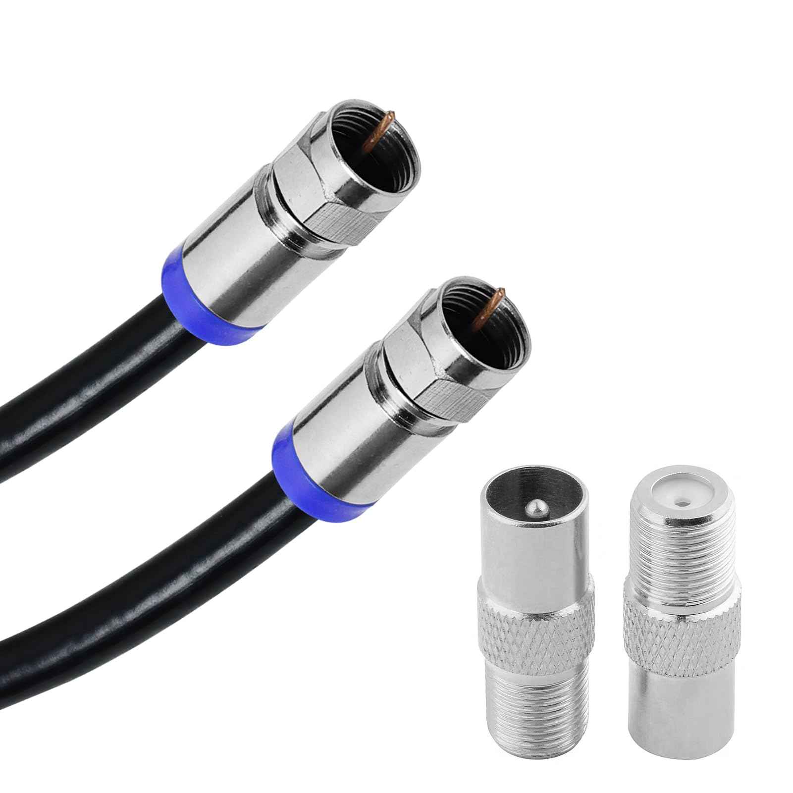 brileze RG6 Coaxial Cable 1M, High-Speed Digital TV Aerial & Broadband Cable with Compression Connectors (F Male to F Male)
