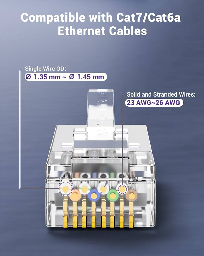 Amazon.com: VCE 30-Pack RJ45 Connectors CAT7/CAT6A, Non-Pass