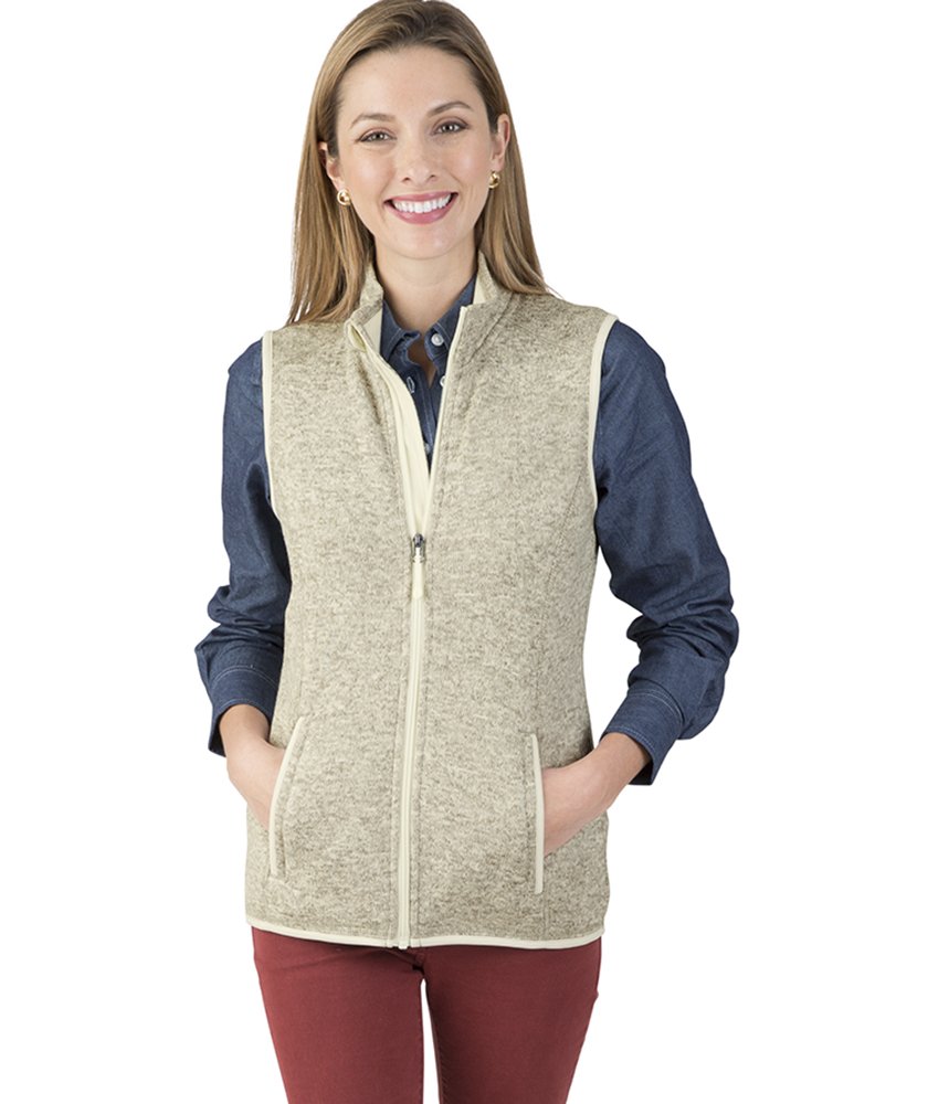 Charles River Apparel Women’s Pacific Heathered Vest, Lightweight Sweater Fleece with Zippered Pockets