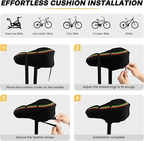 Miniatura 8 de TONBUX Cojín de asiento de bicicleta para bicicleta Peloton y bicicleta + - Funda acolchada de gel para asiento de bicicleta para hombres y mujeres,