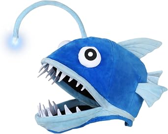 Fish Costume Hat for Adult, Angler Fish Light up Costume Hat for Halloween/Themed Parties/Cosplay Events