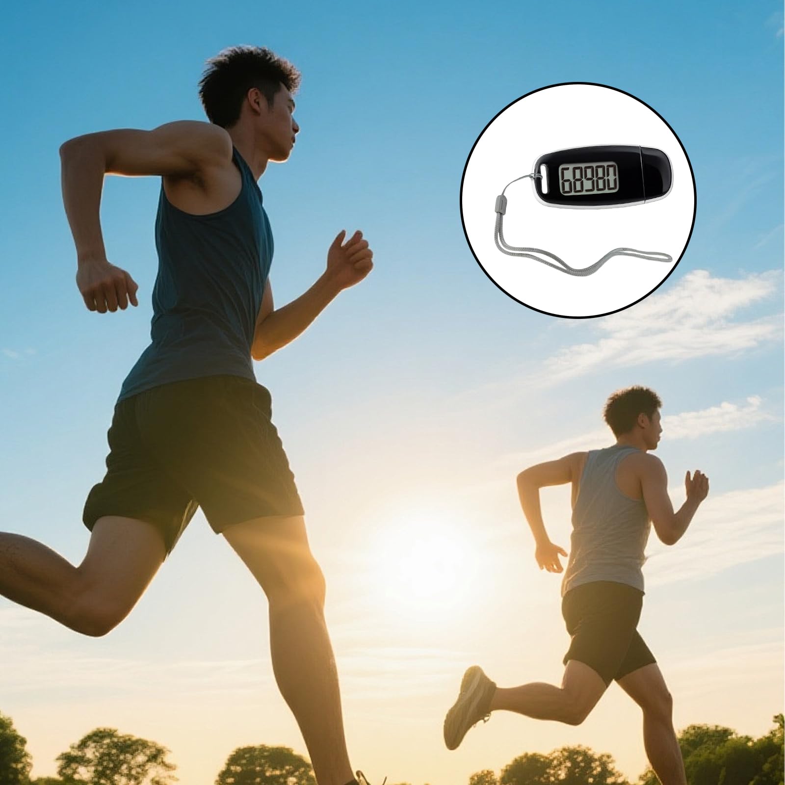 Podomètre 3D avec clip et sangle, rechargeable par USB, podomètre pour la marche, grand écran, podomètre sans application ni téléphone portable, suivi des pas précis
