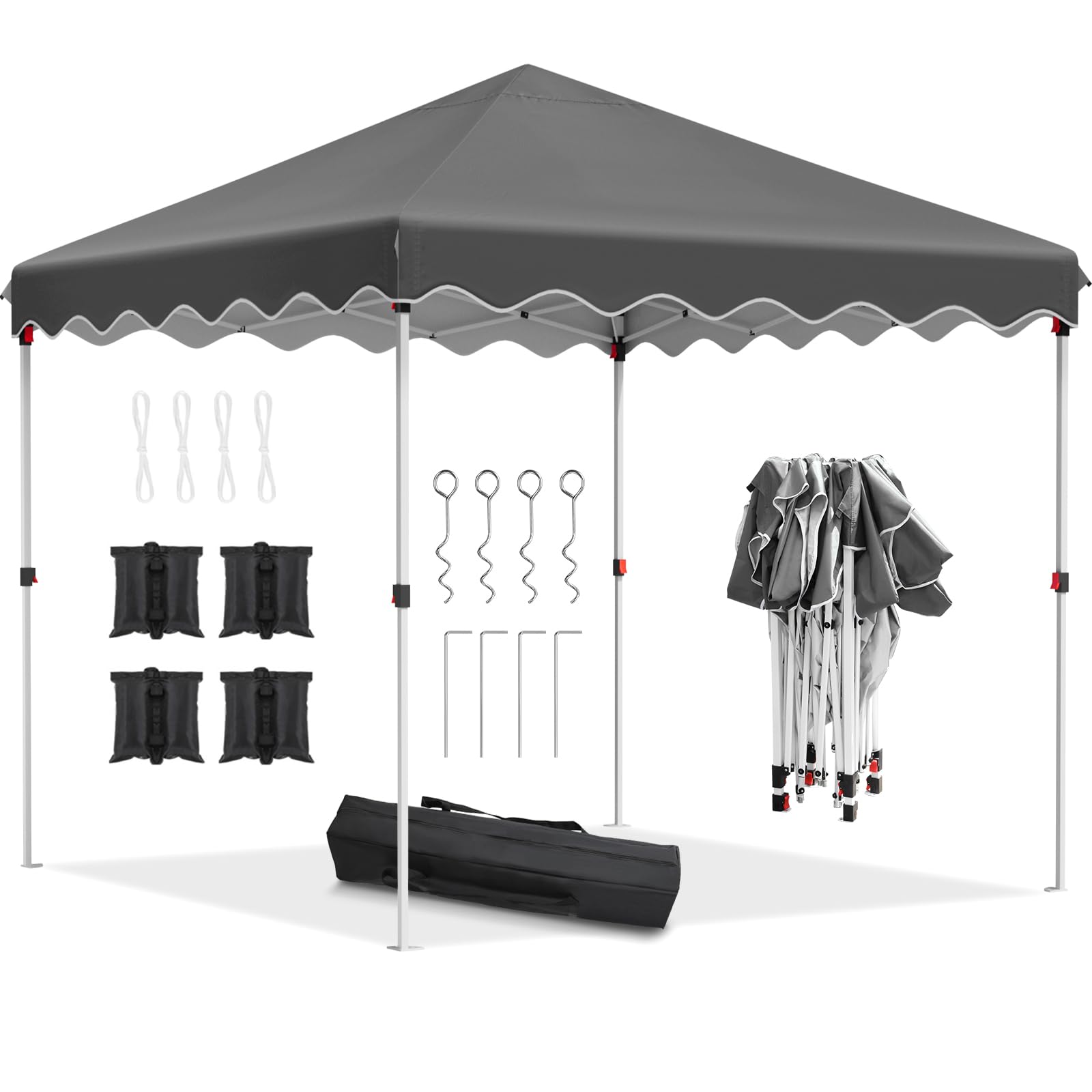 Pop-up paviljoen 3x3,één duwbaar opvouwbaar paviljoen,waterdicht,420D Oxford tuintent, partytent met 4 zijwanden,UV-bescherming 50 ,tuinpaviljoen met rollende draagtas,voor kamperen (Wit