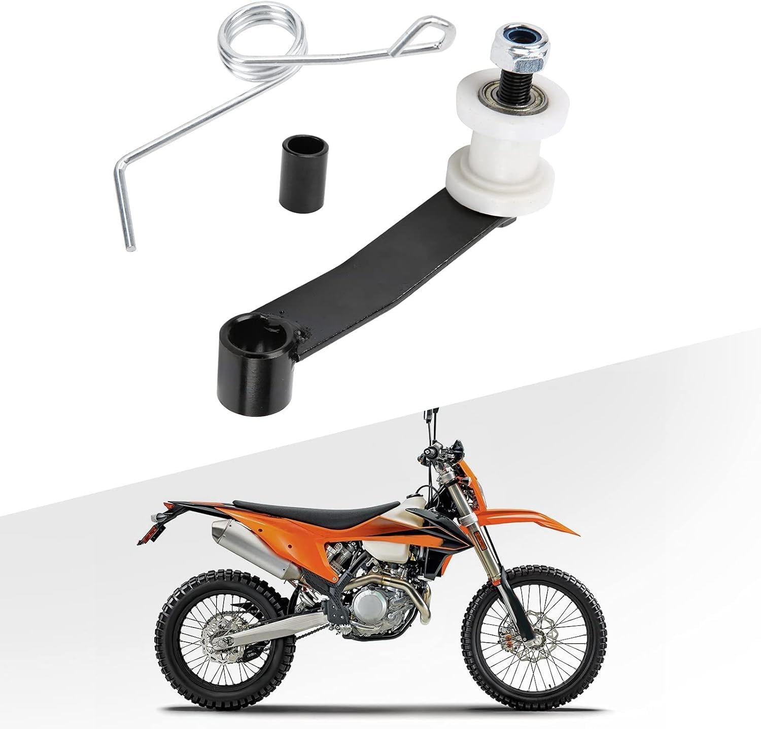 Aramox Tendeur de Chaîne avec Ressort, Guide de Tendeur de Chaîne de Moto pour ATV Go Kart 110 125 150 200 250 420 428 530 Chaîne
