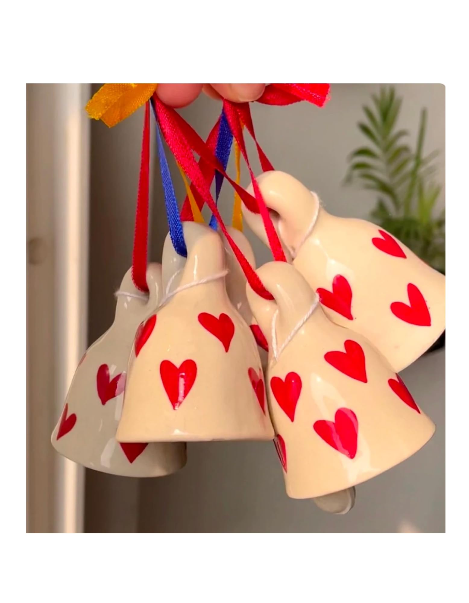 Sweetheart Ceramic Bells - Set of 2 Ceramic Wind Chimes for Mandir Aarti Puja, Home Decor, Celebratory Occasions-image-39