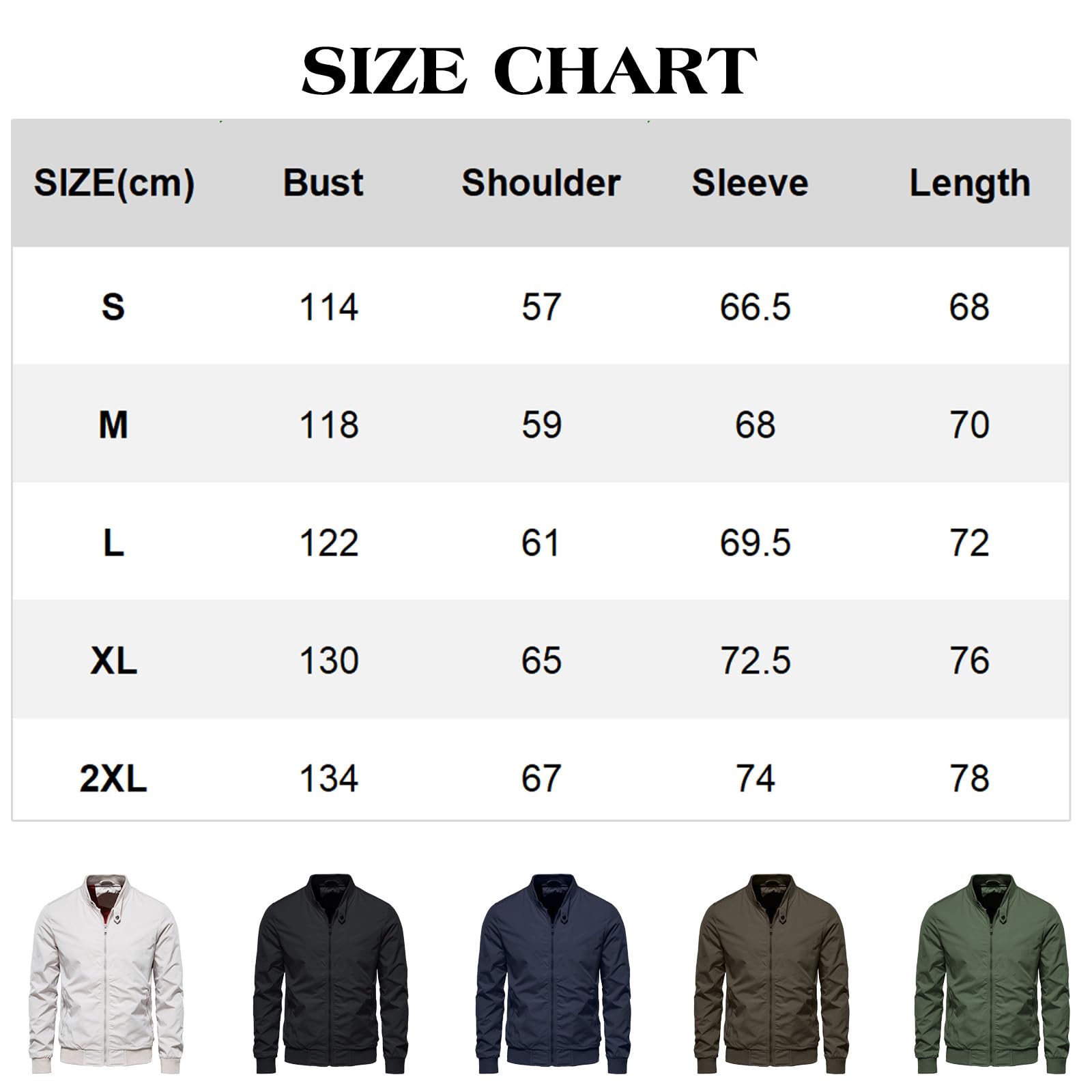 Veste bomber légère pour homme avec col montant - Veste demi-saison - Veste de loisirs