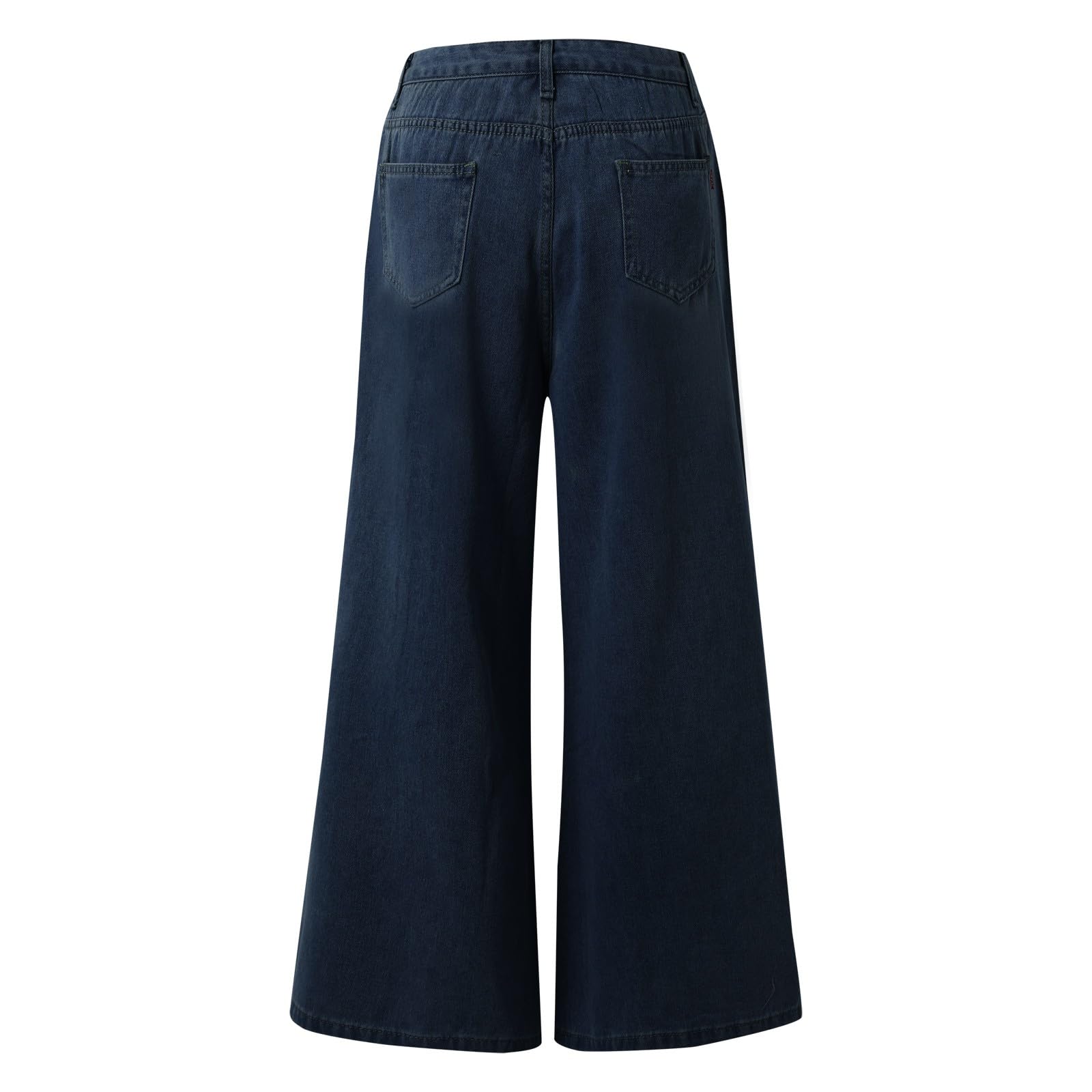 Damen Hose, 2024 Hoch Taillierte Mit Weitem Bein Für Im Frühjahr Und Hohe Und Große Rockhosen Mit Saum. Aus Verwaschenem Denim Mit Großem Bein., Für Arbeit Und Freizeit