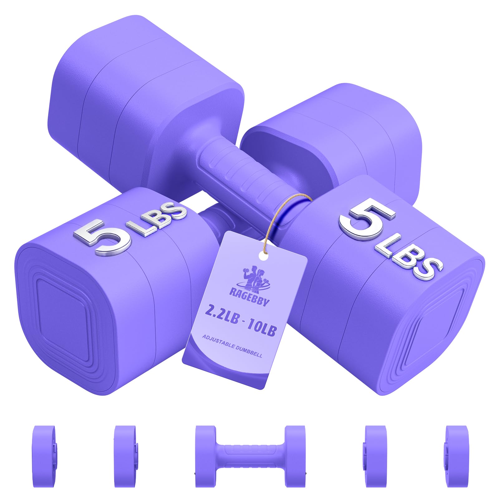 Ragebby Adjustable Dumbbell Set of 2, Weights for Men and Women at Home