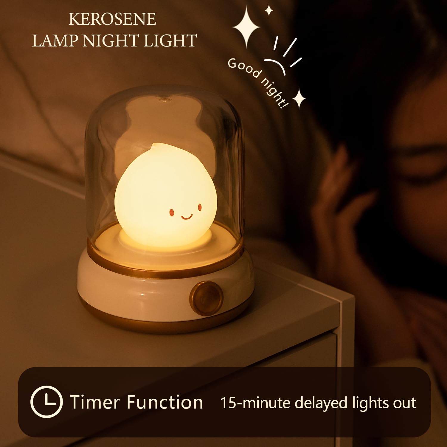 Myratts Campfire Chibi Flame Night Light, Retro Amber Lamp with