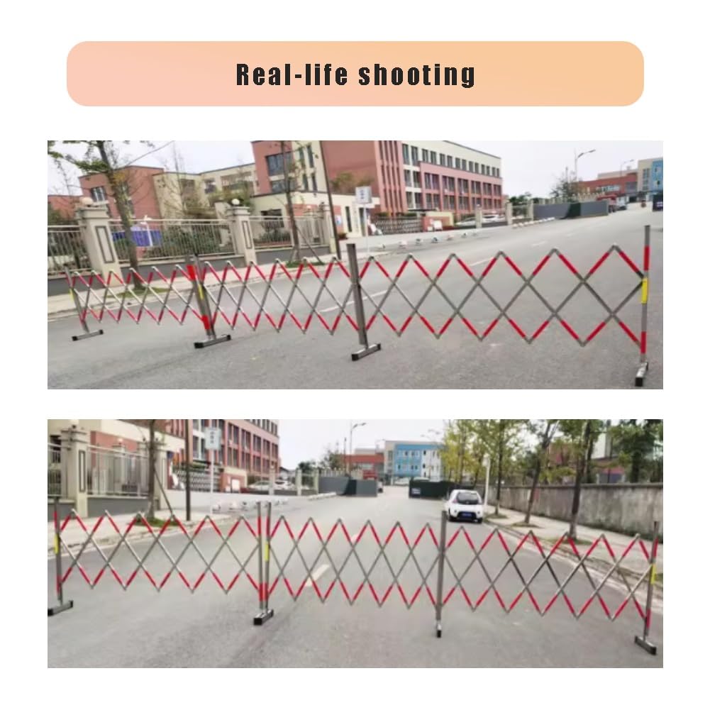 Genérico Barrera metálica portátil Extensible - Barrera de Seguridad Plegable, Valla móvil retráctil para Granjas, garajes, escuelas y centros comerciales - Solución de Seguridad y Control de multitu