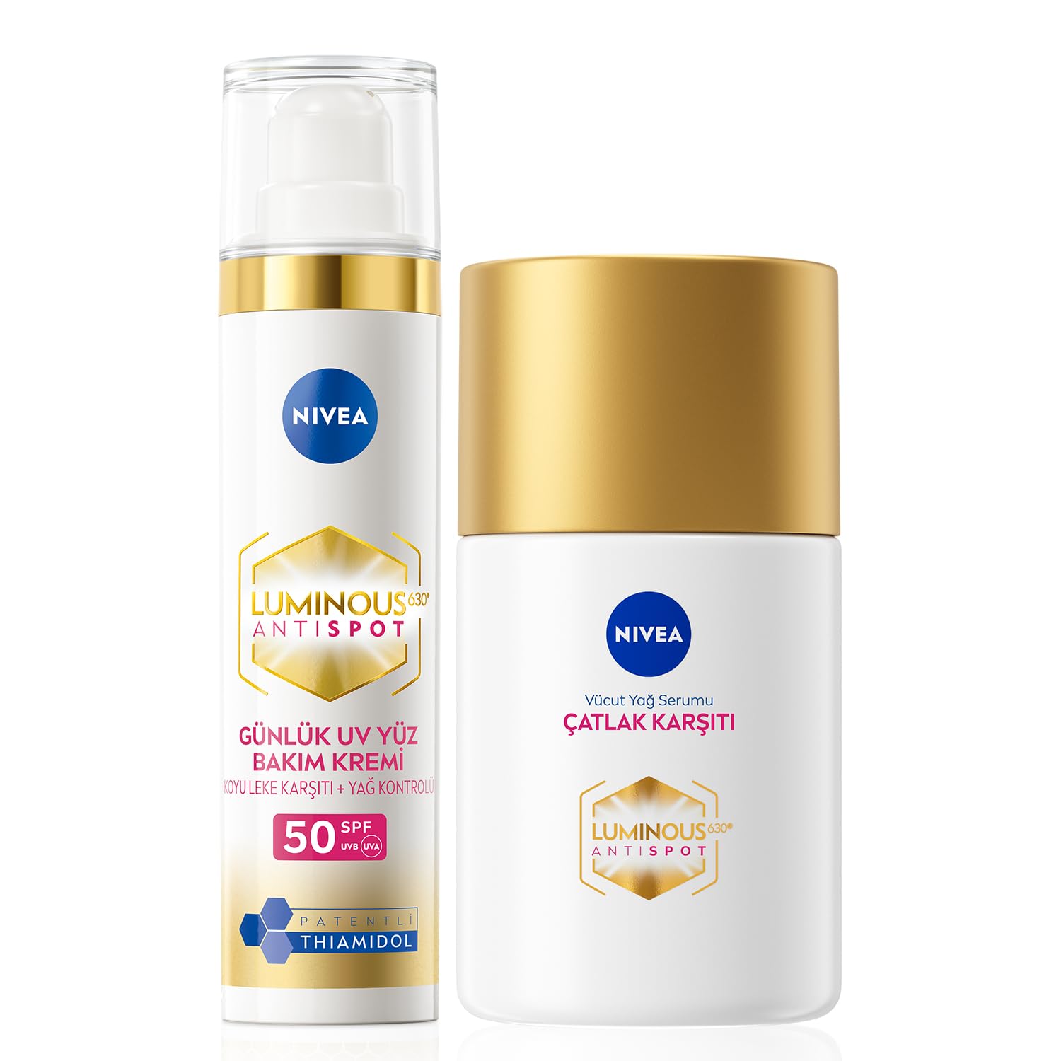 NIVEA Luminous630 Leke Karşıtı Gündüz Bakım Kremi 40ml, SPF50 + NIVEA Luminous630 Çatlak Karşıtı Vücut Yağ Serumu 100ml