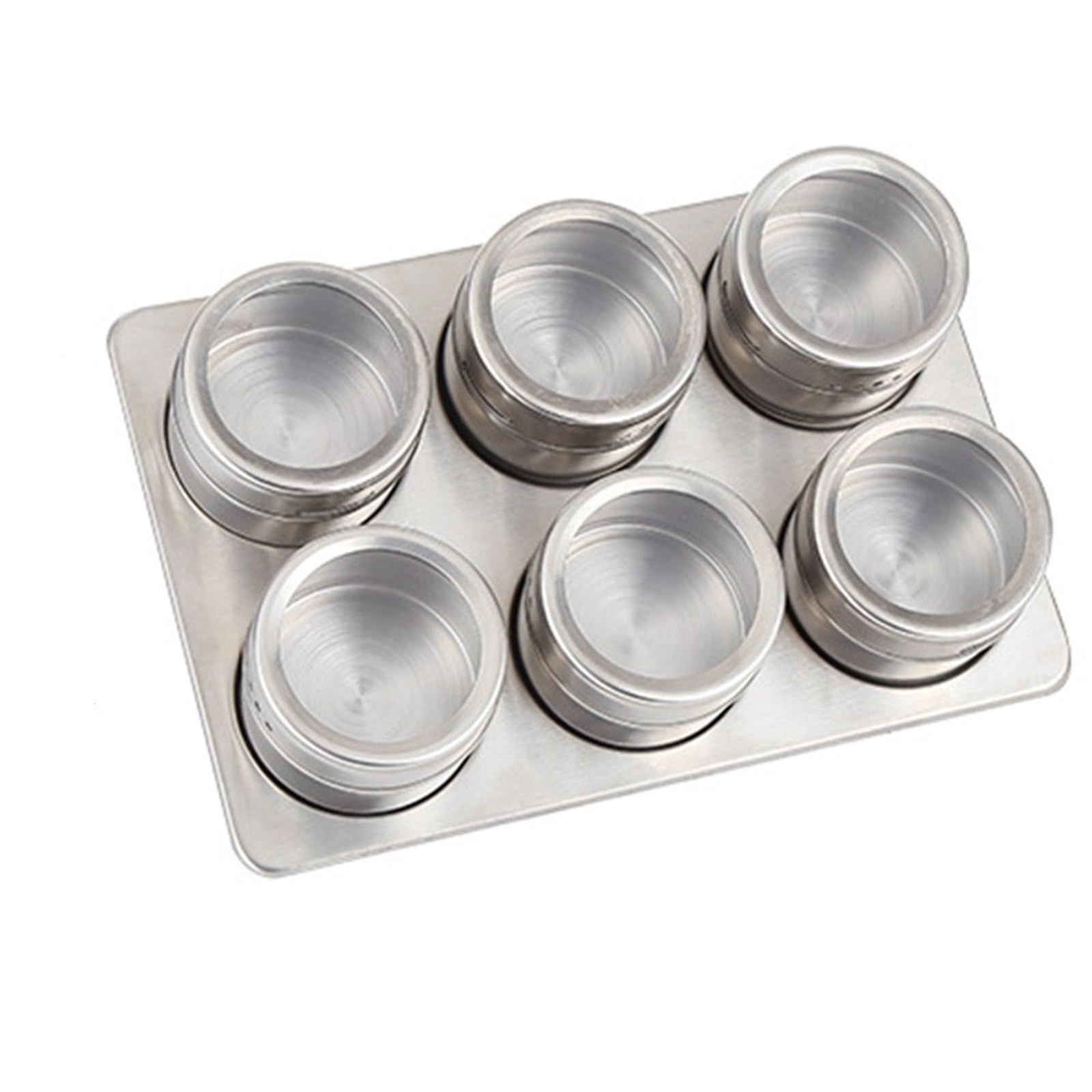 UBOHUZ Magnetic Seasoning Box Stainless Steel Salt Pepper Jar Wall-mounted Barbecue Storage Shaker Bottle Spices Tank With Stickers for Kitchen Condiment(6pcs base)