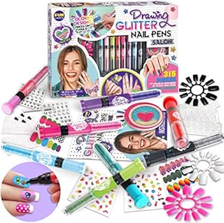 Kids Nail Kit for Girls Ages 7-12, FunKidz Ultimate 315Pcs Nail Polish Pens Combo Glitter Temporary Nail Supplies for Teens SPA Makeup Kit