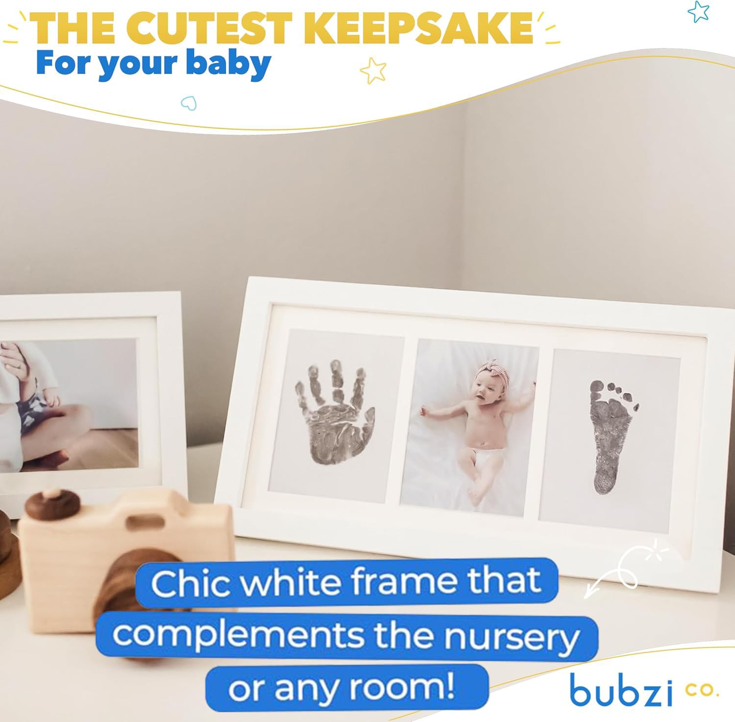 Bubzi Co Bellissimo kit per impronte di mani e cornici per foto per neonati e ragazzi (White)