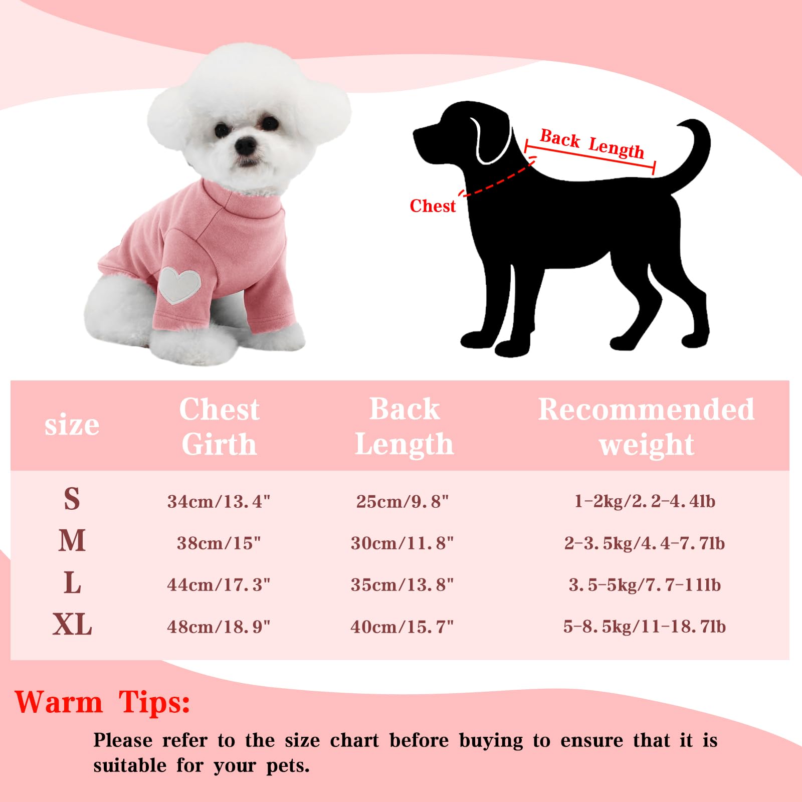 Felpa Per Cani Yaopelky Con Cuori - Maglia Calda In Cotone E Velluto, Per Taglie Piccole E Medie - Foto 2