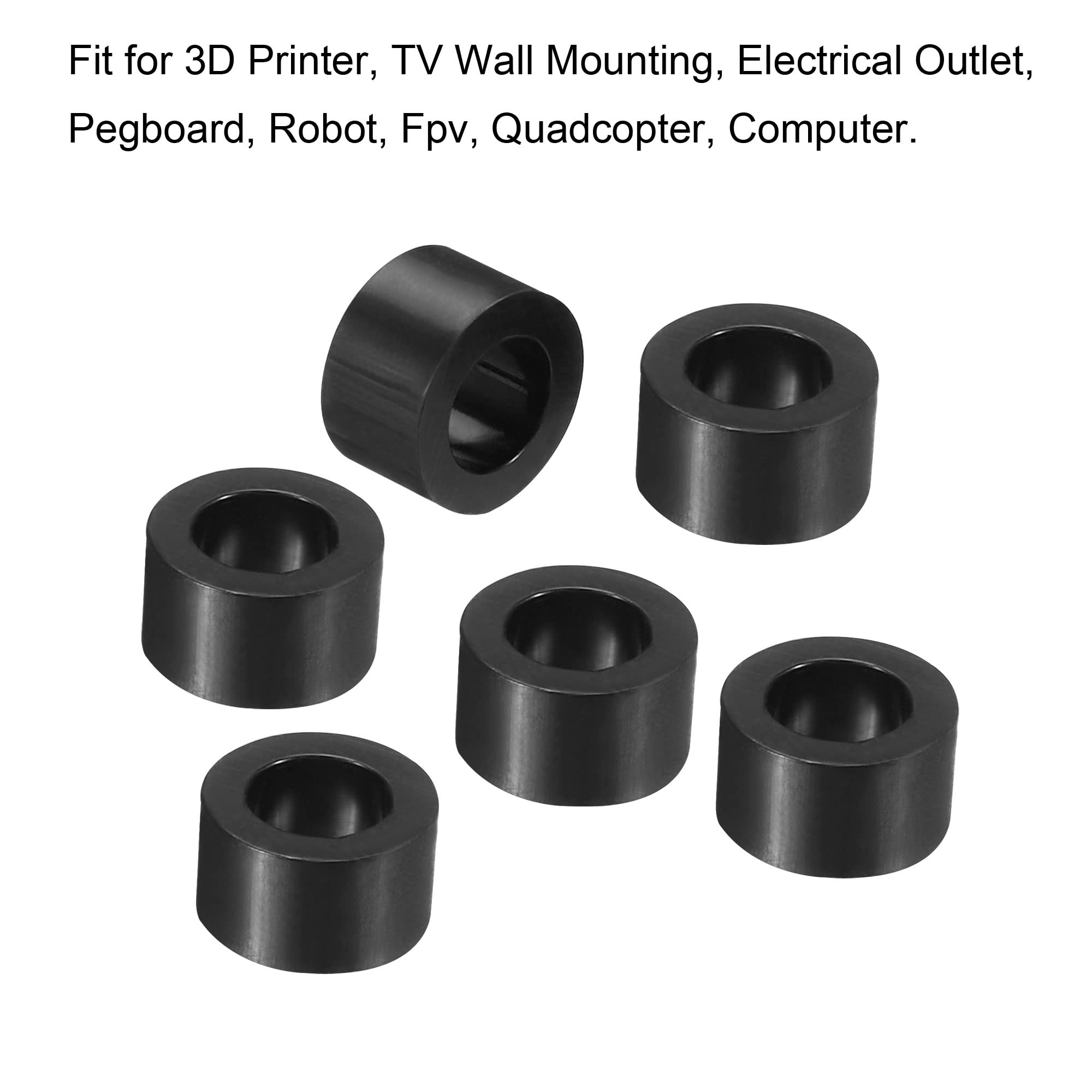 PATIKIL Tondo Distanziatore Rondella, 200pz Nylon 4.2mm ID x 7mm OD x 4mm L per M4 Viti Blocco 3D Stampante TV Parete Montaggio Elettrico Presa, Nero