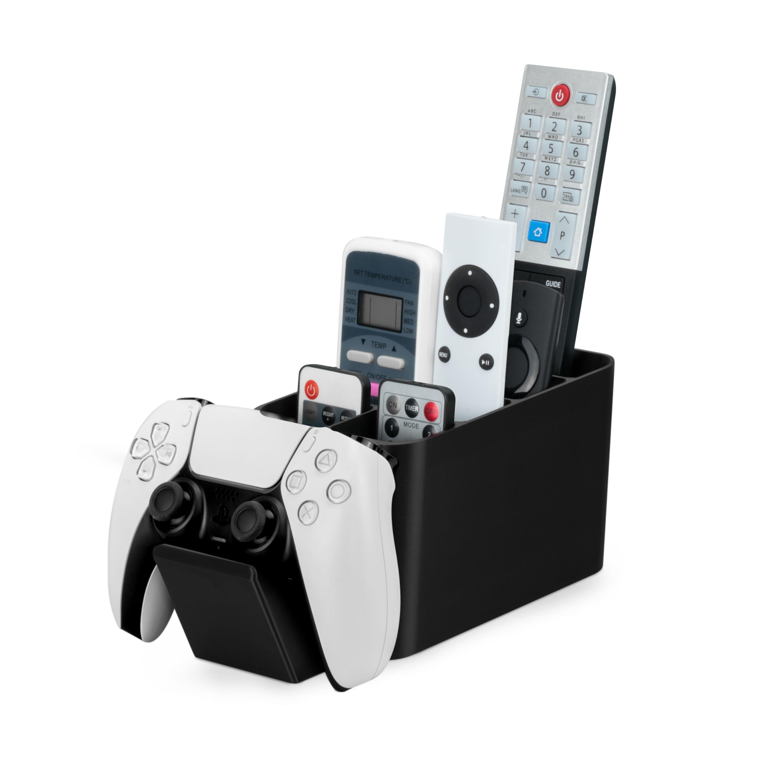BRAINWAVZ Game Controller, Remote Control Holder &amp; Pen Organizer, Ideal for Side Tables &amp; Desktops (For 3 to 5 Remotes, 1 Game Controller, Pens &amp; Stationery)