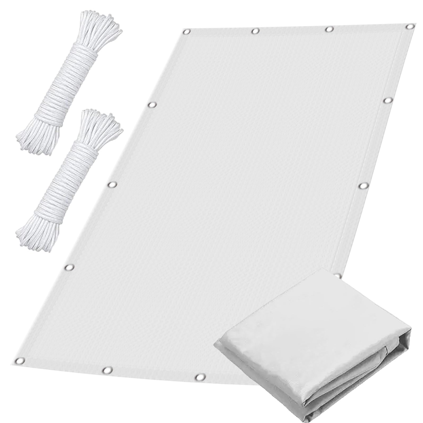Corde en nylon blanche 3 x 5 m pour bâche de camping et brise-vue balcon