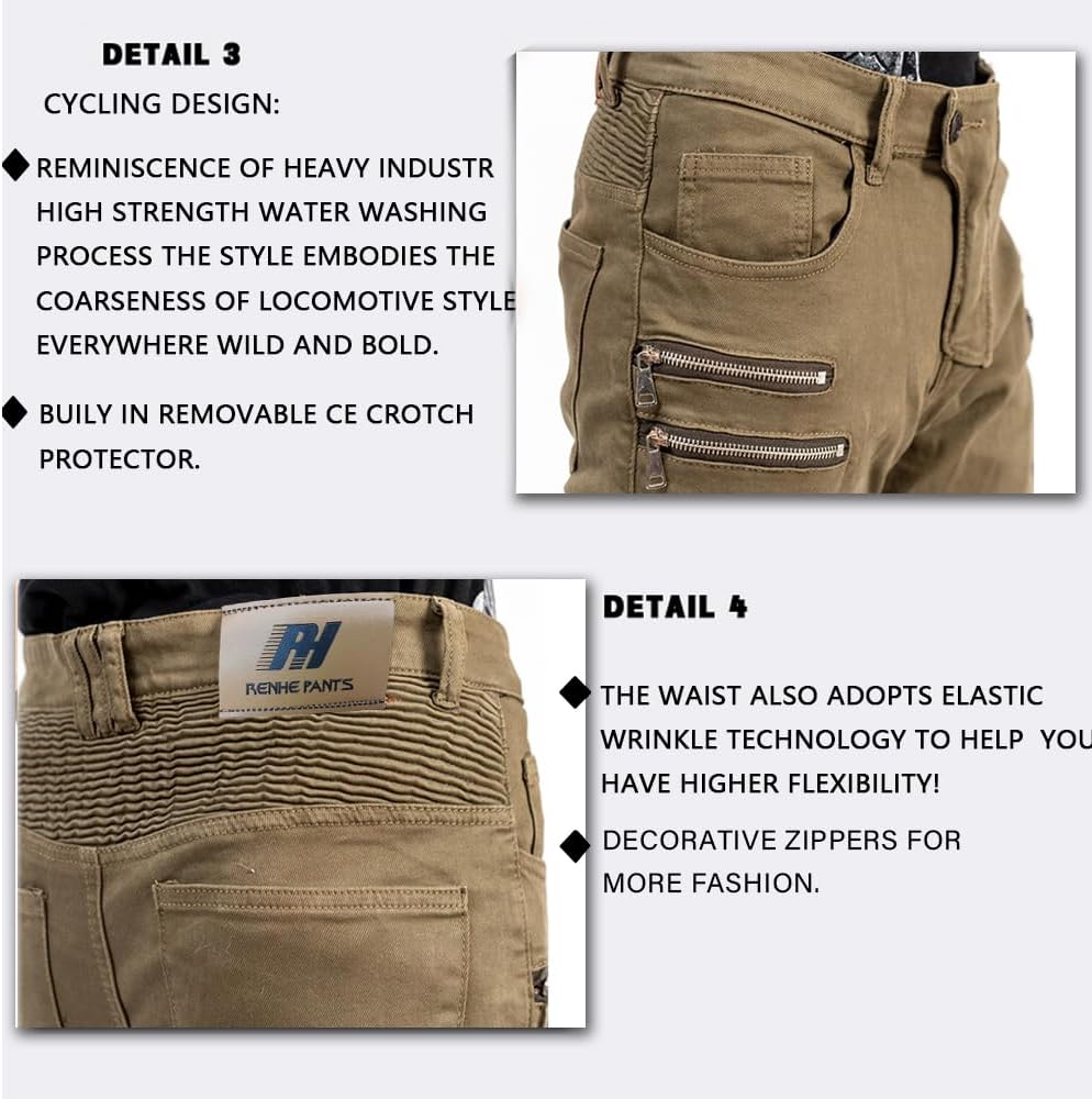 LOMENG Motorcycle Riding Pants Motorbike Motocross Cycling Jeans Safety CE Knee Hip Removable Armored All Seasons for Men - Image 5