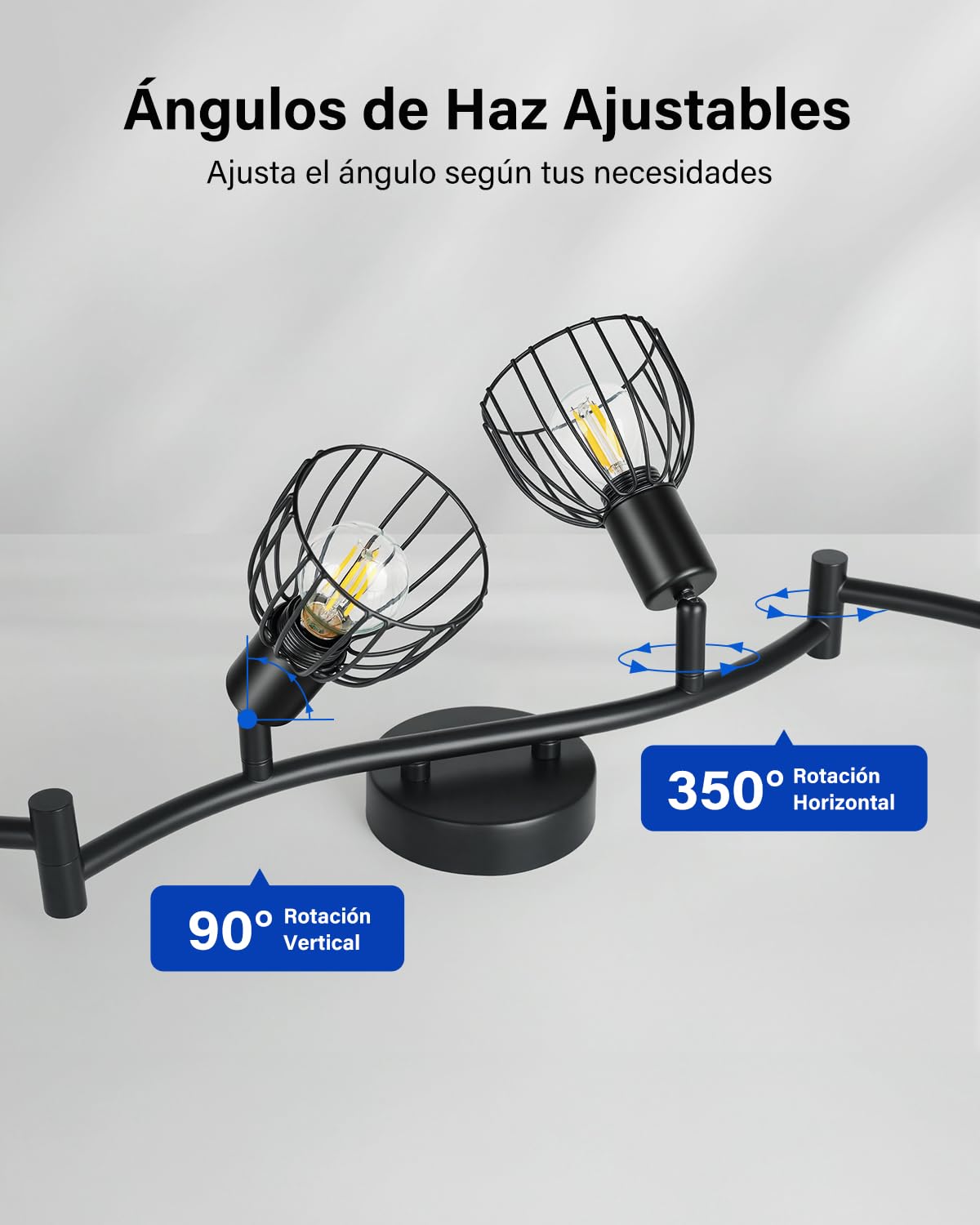 Leselux Lámpara de Techo LED con 6 Focos Orientables, Foco de Techo E14 | Industrial Plafón de Techo Negro, Focos LED Interior para Cocina Salon Dormitorio, Sin Bombillas