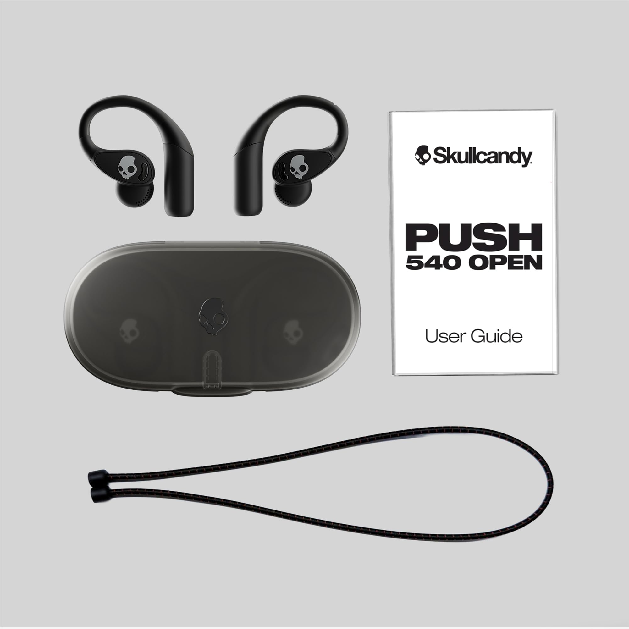 Skullcandy Push 540 Open Bezprzewodowe Słuchawki Bluetooth o Otwartej Konstrukcji, Odporne na Pot i Wodę, 42 Godz. Słuchania, Zdejmowana Opaska na Szyję, Dokładne Dopasowanie - Czarny