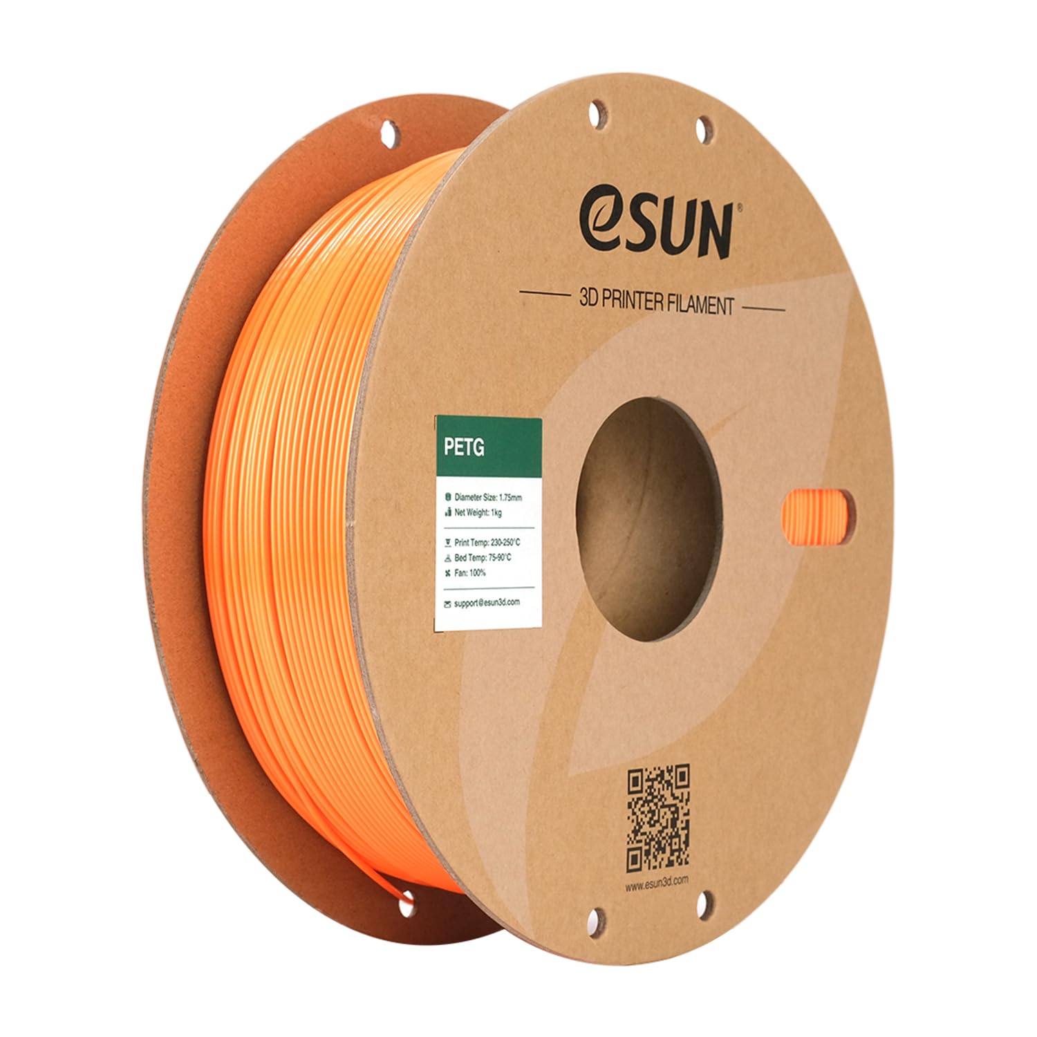 eSUN Filamento PETG 1.75mm, Filamento per Stampante 3D PETG, Precisione Dimensionale +/- 0.05mm, Bobina da 1kg (2.2 libbre) Filamento per Stampa 3D per Stampanti 3D, Arancione Solido