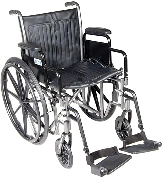 Drive Medical Silver Sport 2 Wheelchair 18 Seat/Non Removable Fixed Arms and Elevating Leg Rests