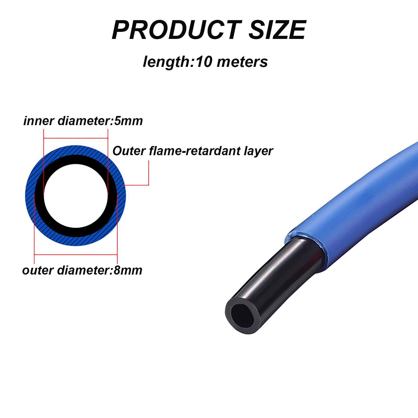 Tubo dell'Aria a Doppia Parete in PU Blu 10M, ignifugo, ID 2,5-8 mm