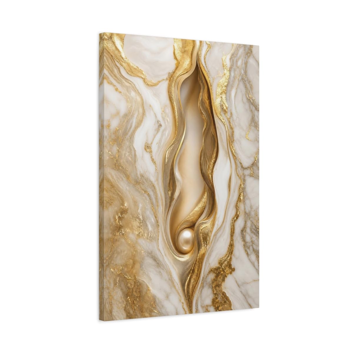 Art mural abstrait marbre blanc et or | Toile premium sur châssis 3cm - 8