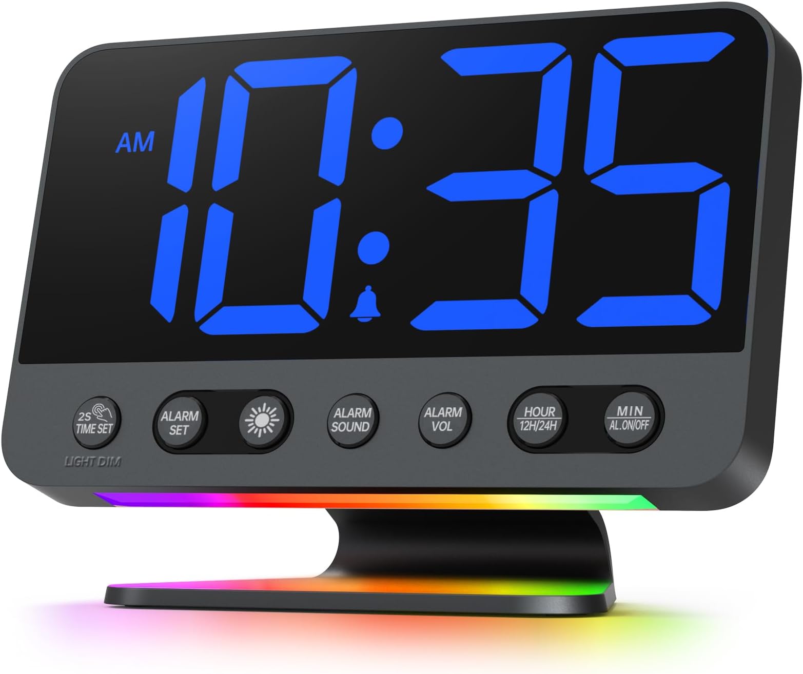 Odokee Digital Alarm Clocks for Bedrooms: Large Bold Number 5 Brightness Dimmer - Easy to Read Across The Room - 5 Alarm Sound 8 Night Light - Black