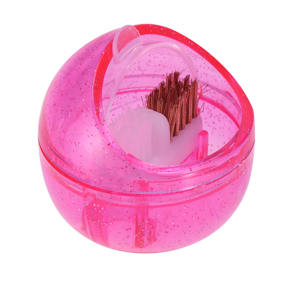 RotektPink ABS Mini Nail Art Drill Head Dual Clean Brush with Steel Wire & Nylon Bristle, Portable