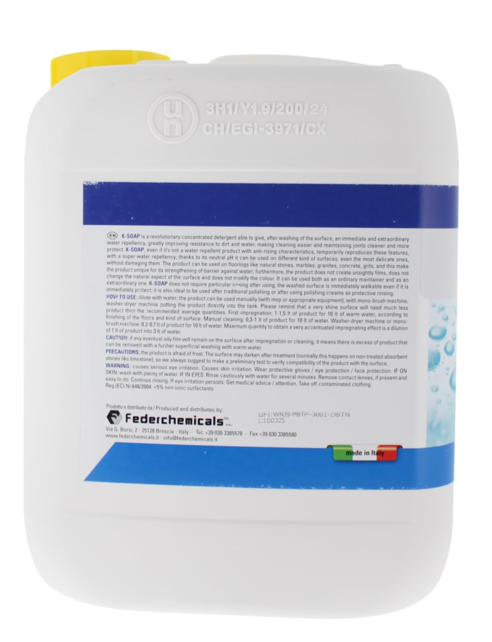 Detergente Idrorepellente K-SOAP Federchemicals LT 5 – Effetto Idrorepellente Immediato, Protezione per Superfici
