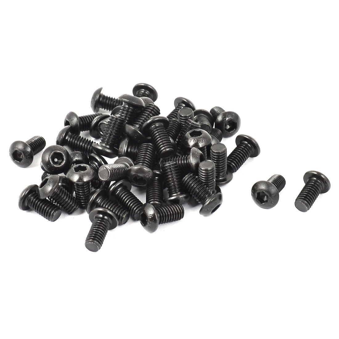 uxcell M6x12mm Button Head Hex Socket Cap Screw Bolt Black 50pcs