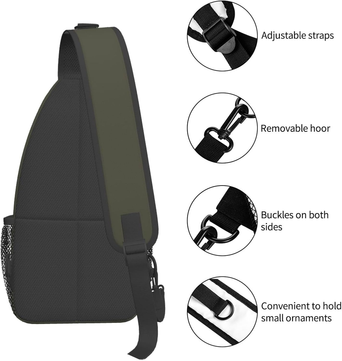 Personalized Image Text Sling Bags Custom Name Logo Sports Backpack for Women Men Customized Outdoor Sling Bag Gifts for Couple Family Friend, MilitaryGreen image 4