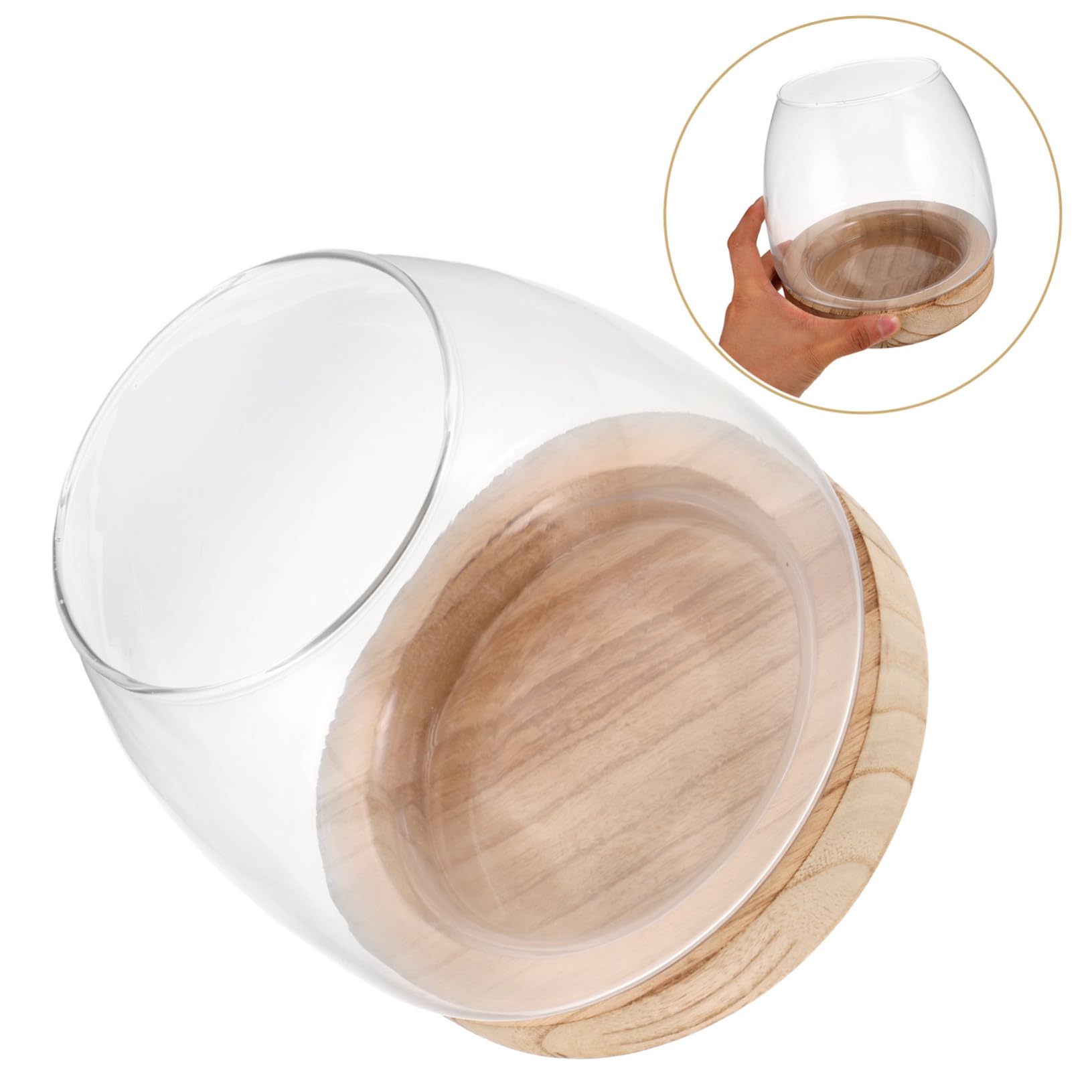 Vase Hydroponique Verre Transparent avec Base Pot Intérieur pour Propagation Eau Décor Élégant pour Table et Bureau Vase Large pour Micro-Paysage