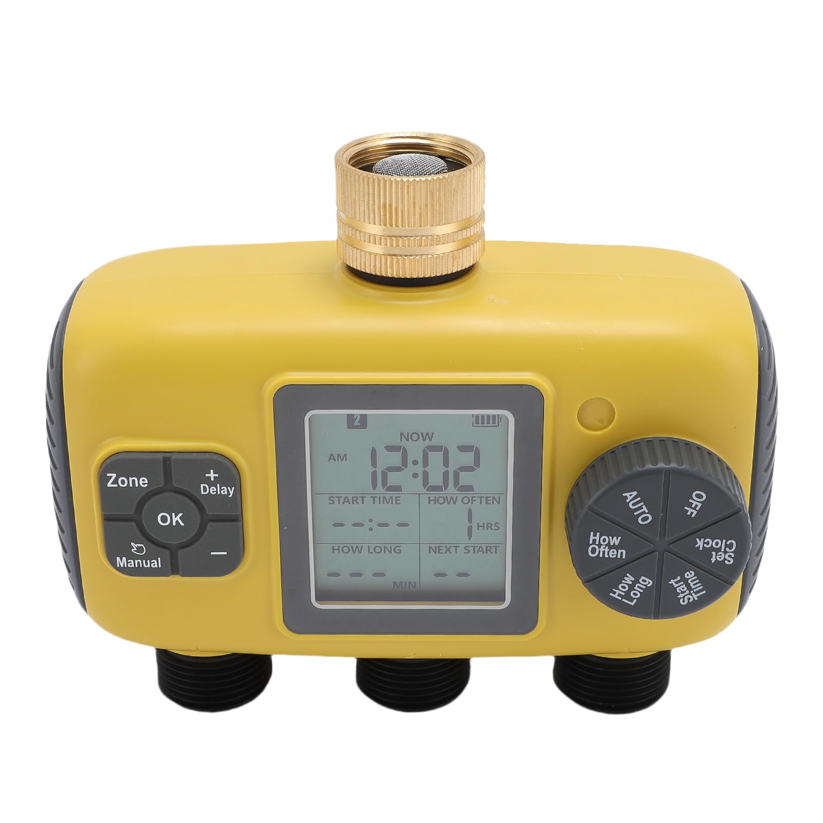 Jenngaoo Gartenbewässerungsuhr, Programmierbarer 3 Ausgänge Digital Display Bewässerung Timer Automatische Bewässerungssteuerung 3/4-1/2 Zoll Außenanschluss für Garten Bewässerungs