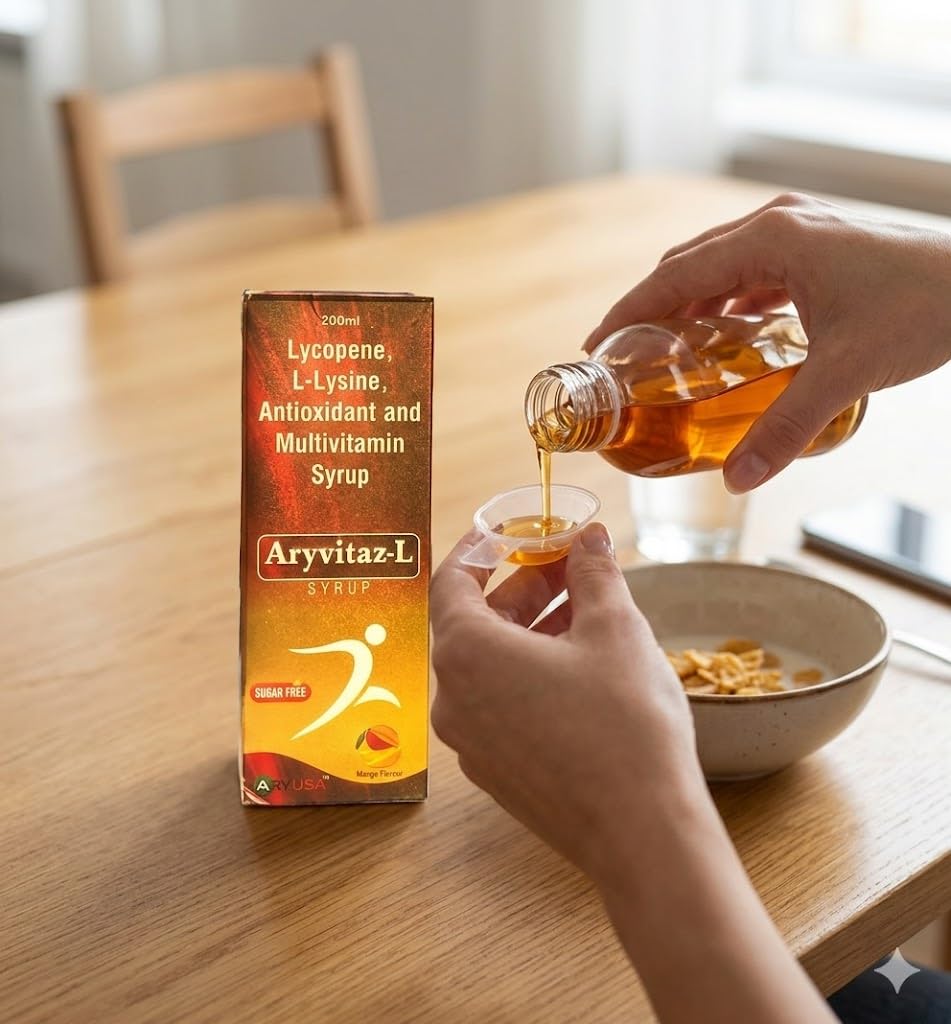 Aryusa ARYVITAZ-L Syrup 200ml Multivitamin & Lycopene with L-Lysine 2