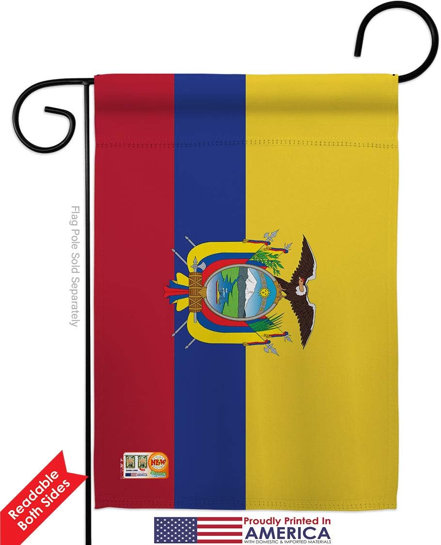 Ecuador Garden Flag Set Wall Hanger Regional Nationality Nation International World Country Particular Area Small Decorative Gift Yard House Banner Double-Sided Made In USA 13 X 18.5