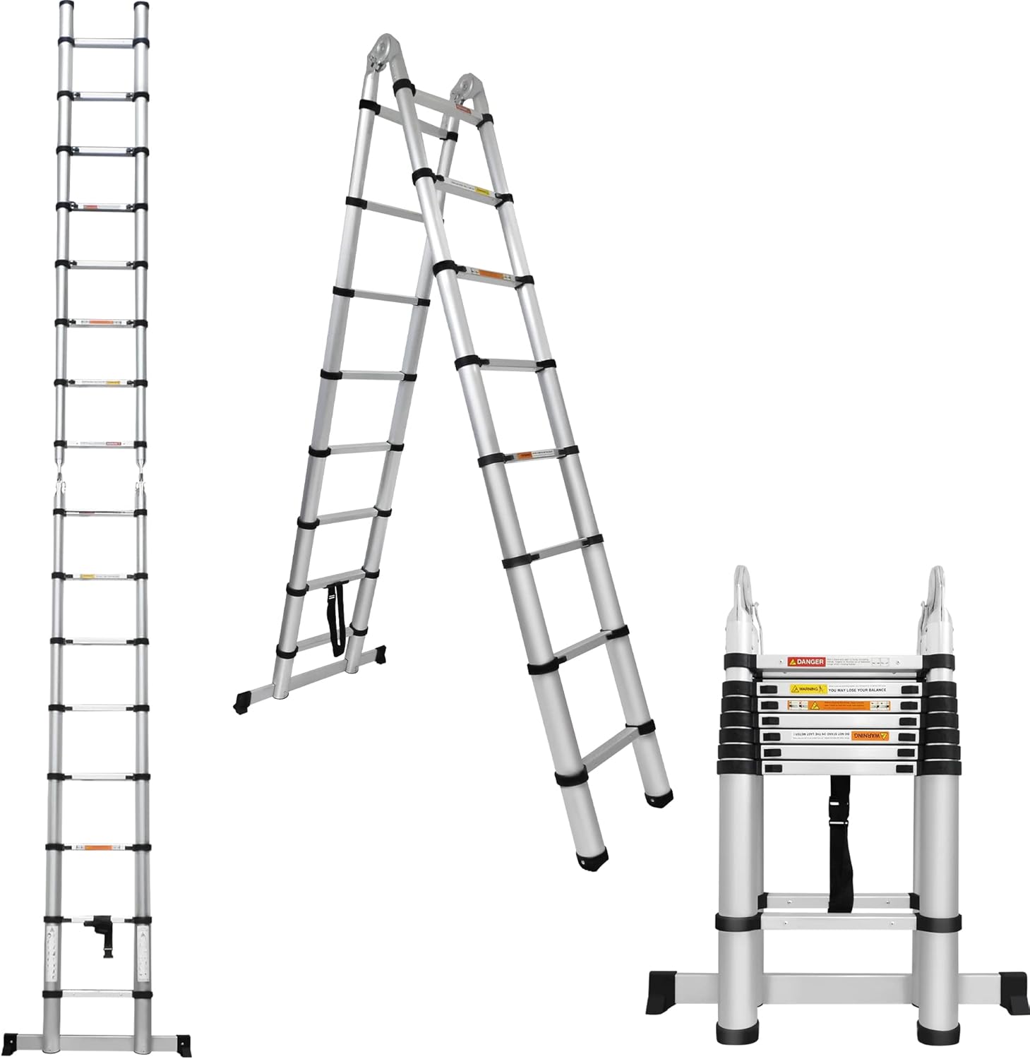 Telescoping Ladder AFrame, 16.5FT MultiPurpose Extension Ladder with
