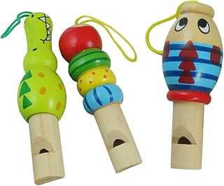 banapoy 3PCS Wooden Whistle Toys, Fish Crocodilian Clown Shapes | From Smooth Paulownia Wood, Safe Polished Finish, Portable, for Outdoor Play Travel, Develops Lung Strength Auditory Rhythm