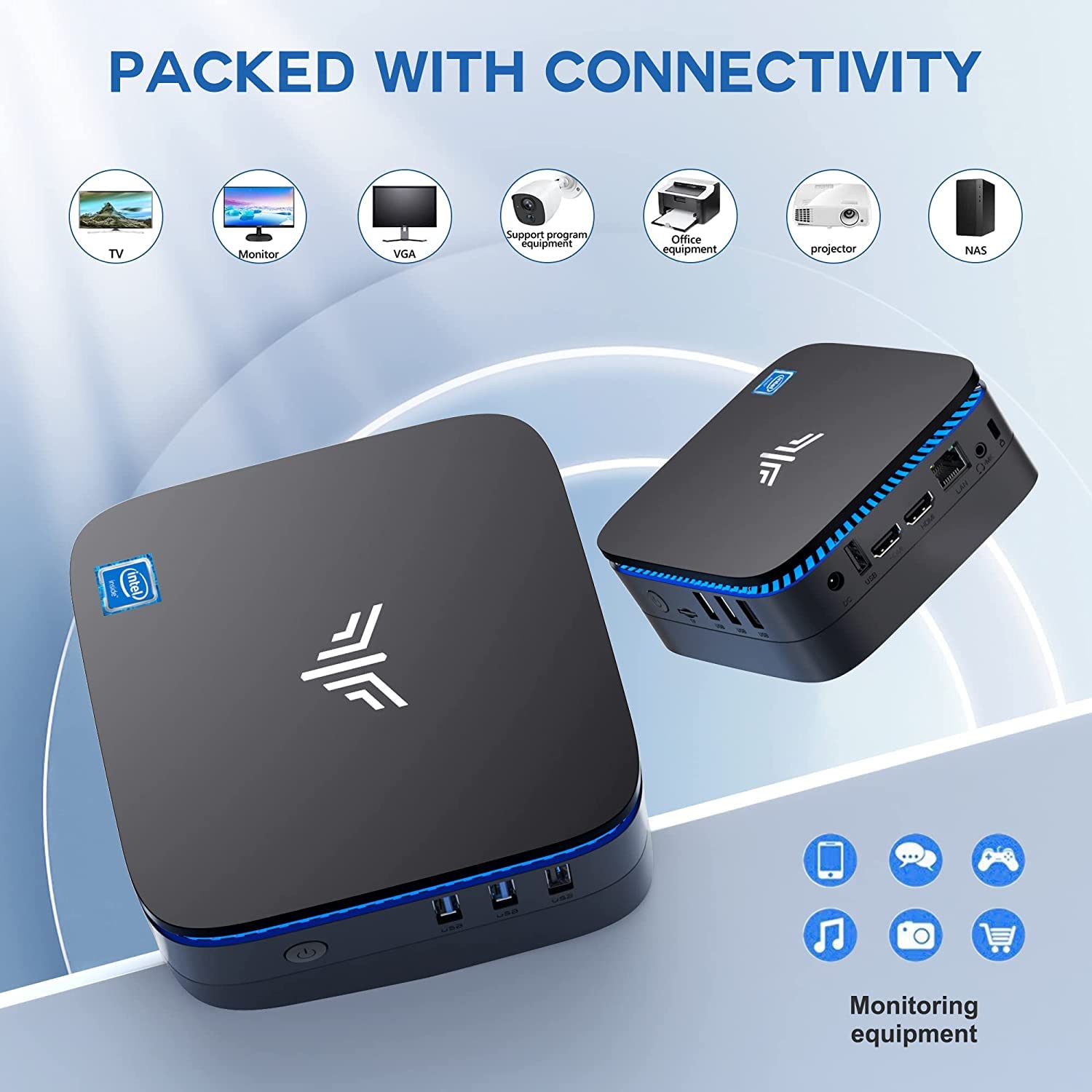 NiPoGi Mini PC, Intel Celeron N5105 (bis 2,9 GHz) Mini Computer, 8GB DDR4 256GB ROM Mikro PC mit 4K HD Dual Displays