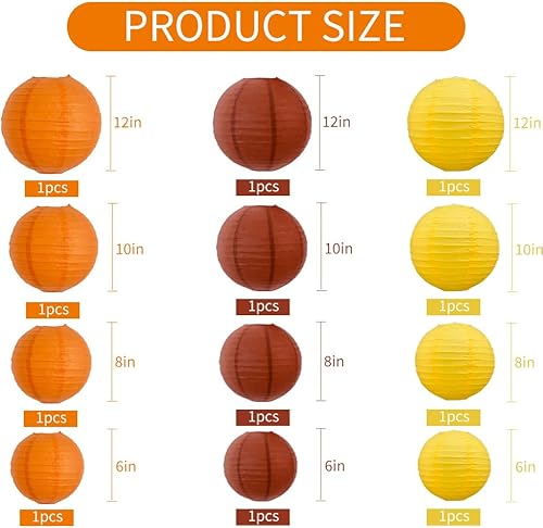 Miniatura 295 de BEISHIDA Faroles de papel redondos amarillos de 12 pulgadas, decorativos, colgantes, asiáticos, chinos, japoneses, lámpara para cumpleaños