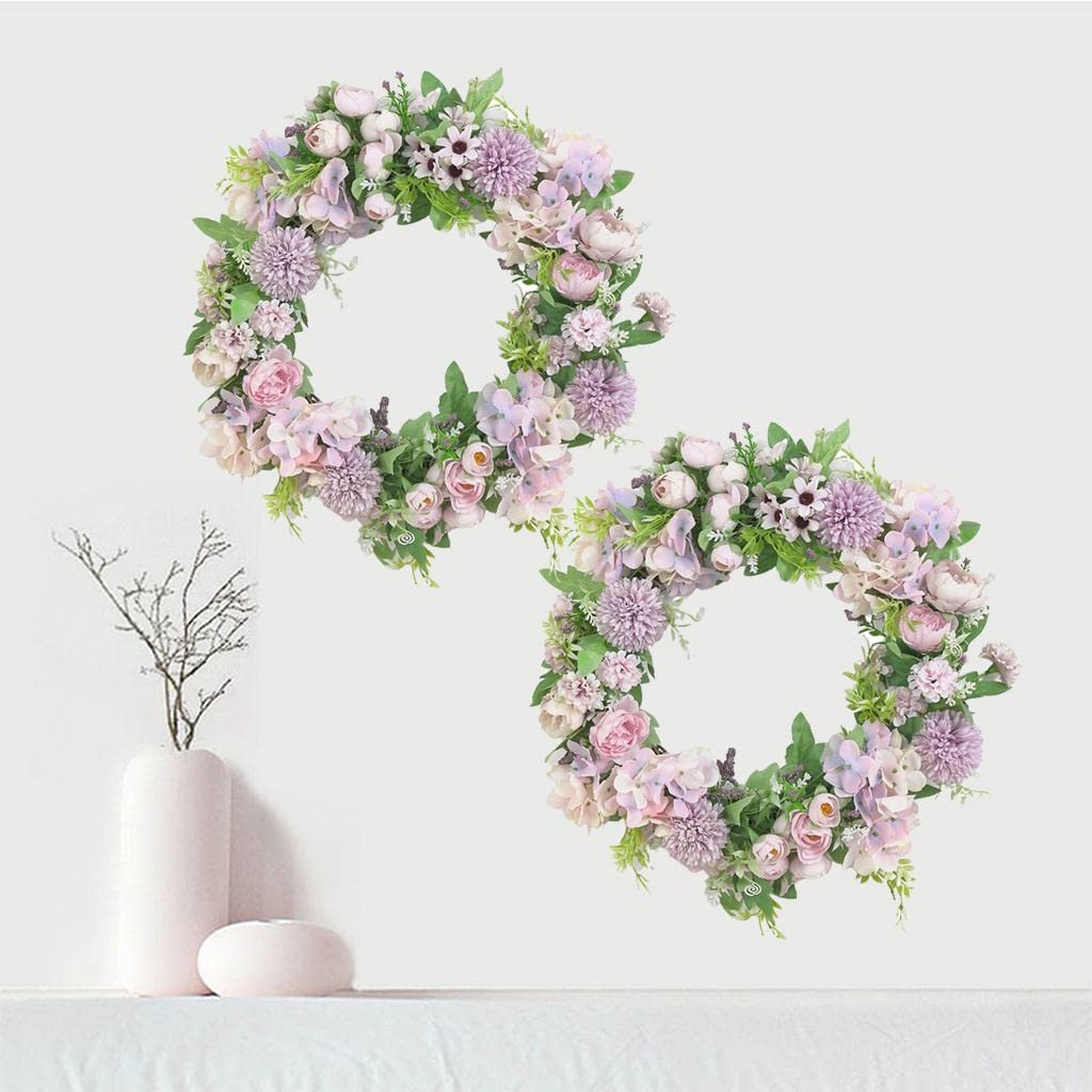 Colcolo 40cm Blumenkranz, Seidenblumen Kunstblumen Türkranz Wandkranz Dekoration für Zuhause, Hochzeit, Party - Hell Lila