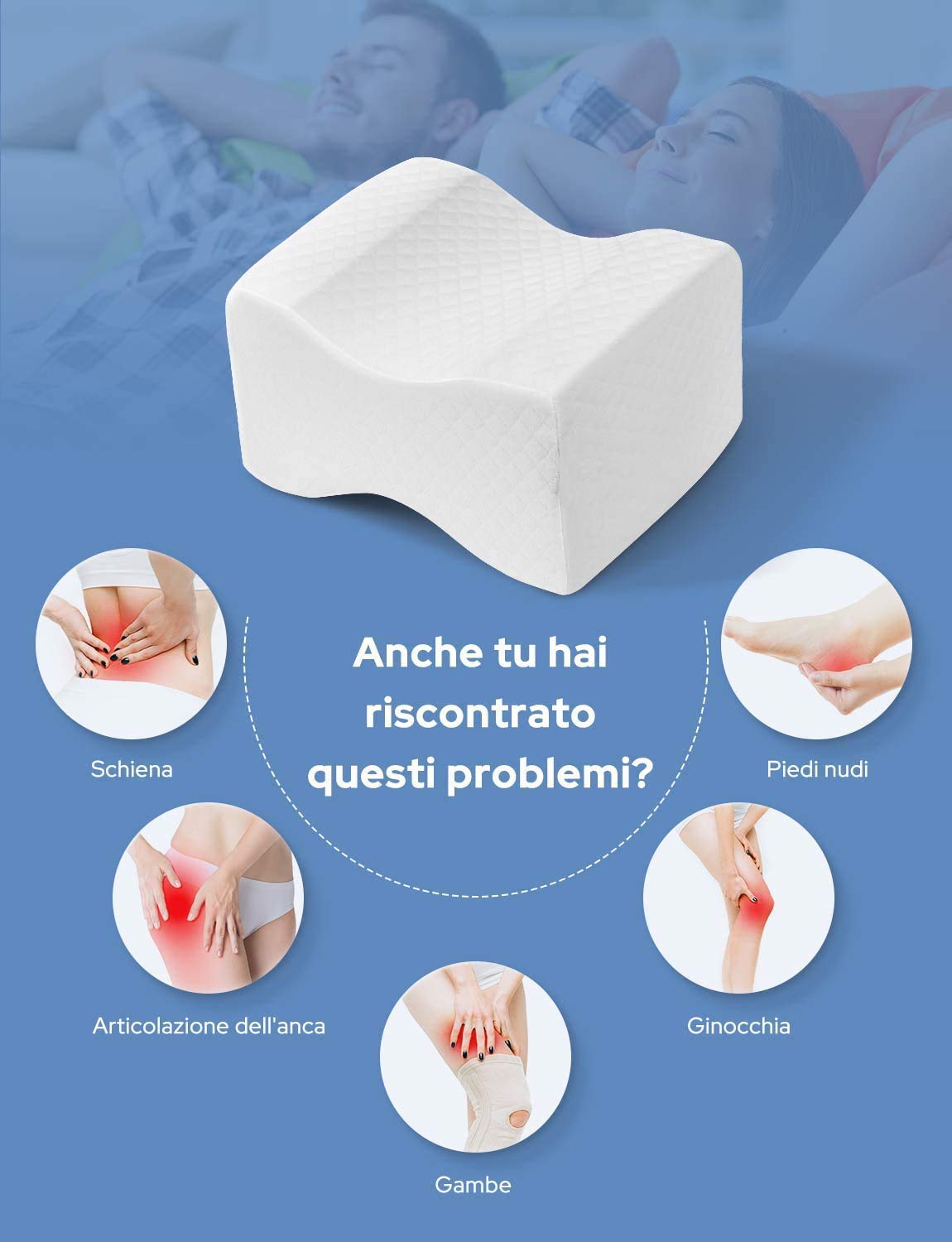 Cuscino Lombare Memory Foam Made In Italy - Dispositivo Medico CE, Multiuso Per Gambe, Collo, Lombare - Foto 13