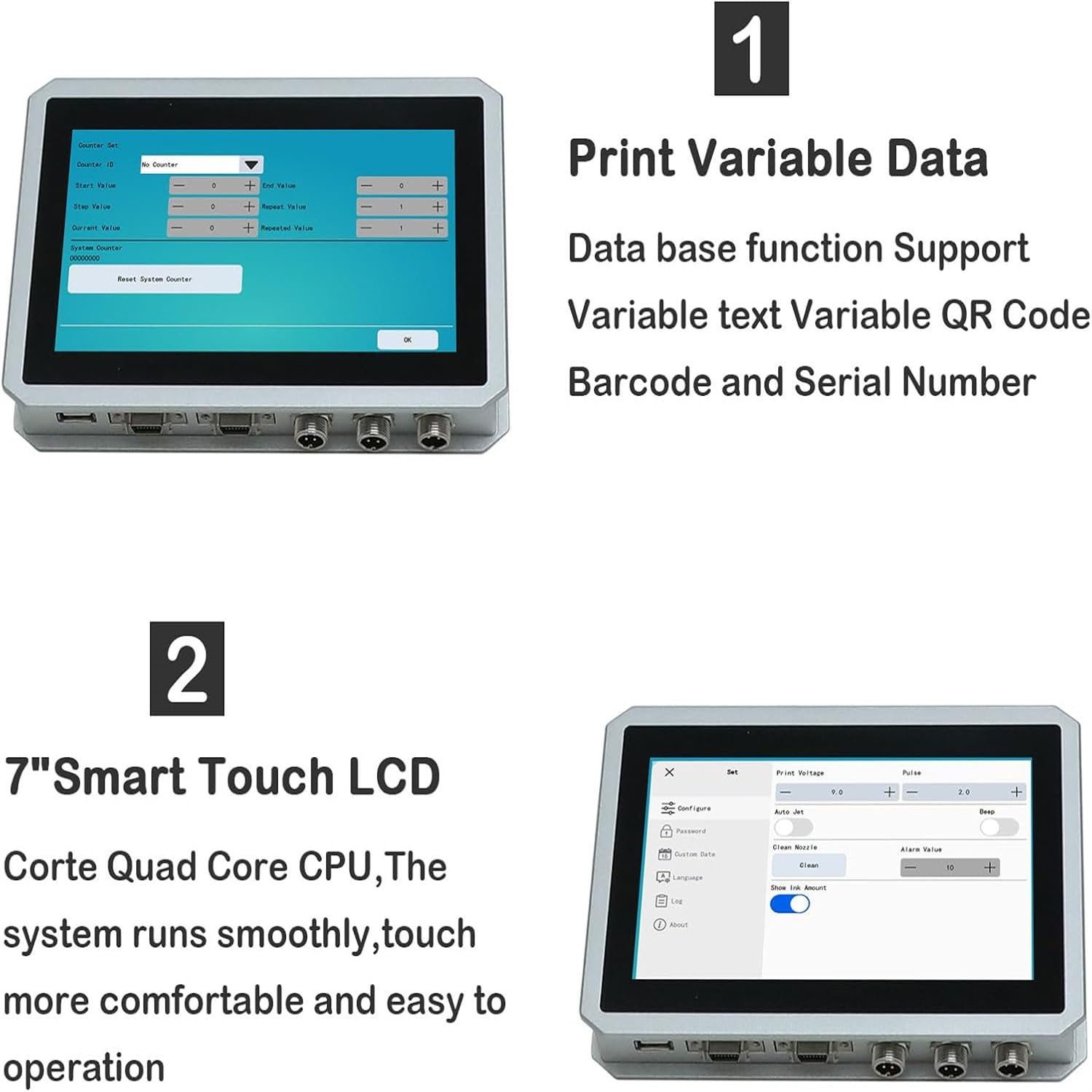 Macchina di Codifica Automatica, Macchina di Codifica Online, Stampante di Data, per Codice QR/Testo/Numero di Lotto/Etiqueta/Data (25.4mm)