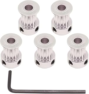 WINSINN Aluminum 2GT GT2 Synchronous Wheel 16 Teeth Bore 5mm 16T Timing Pulley for 3D Printer Width 10mm Timing Belt - RepRap Bowden Prusa I3 Mendel Makerbot Kossel Delta (Pack of 5Pcs)