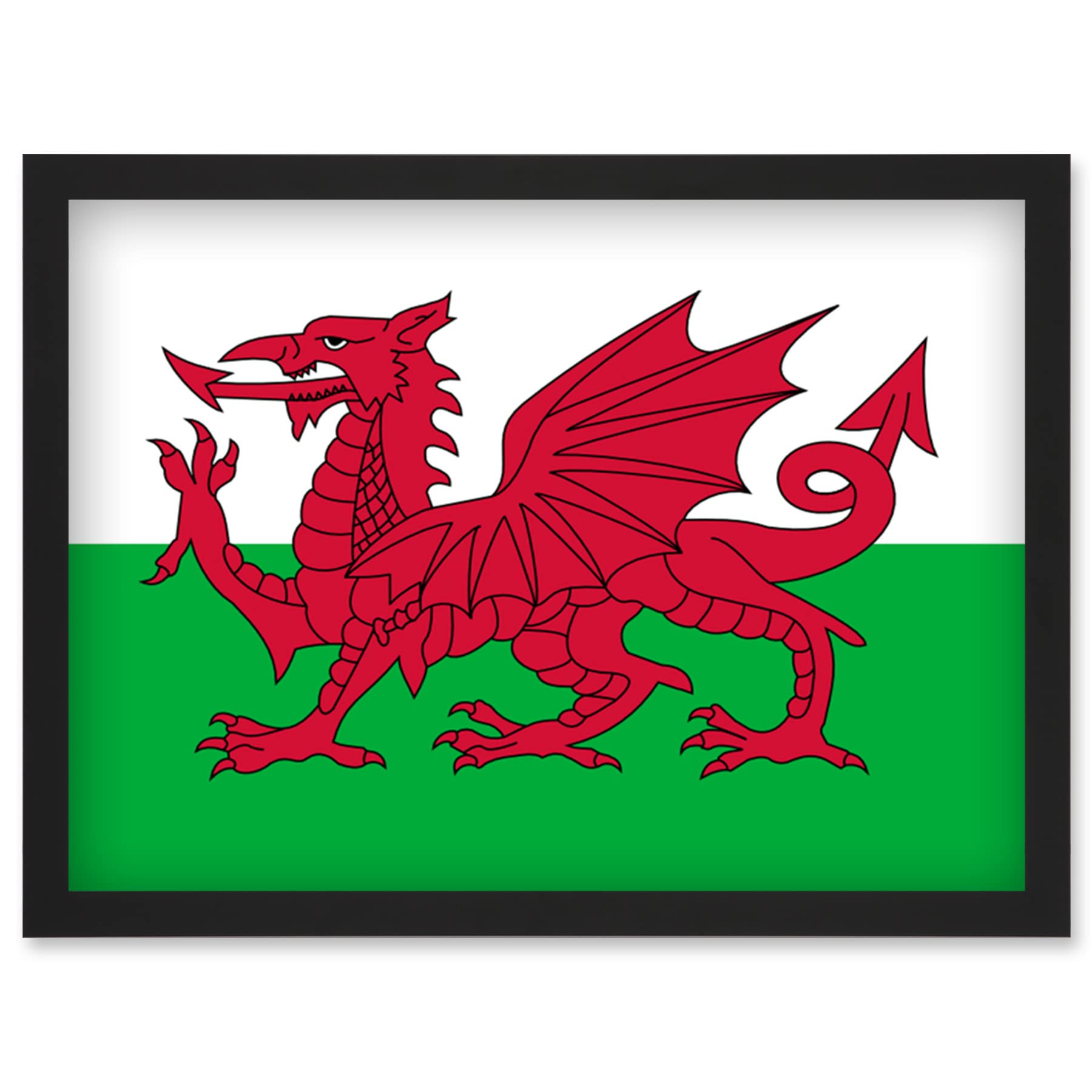 Artery8 Wales National Flag Patriotic Vexillology World Flags Country Region Poster Artwork Framed Wall Art Print A4