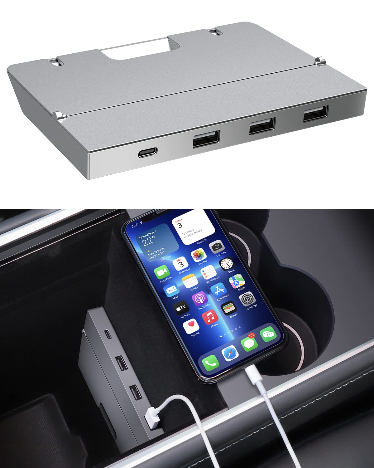 Buy YONZEE Tesla Center Console USB Hub for Tesla Model 3/Y, Tesla Car